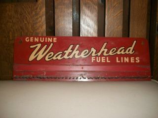 Vintage Weatherhead Fuel Lines Tin Display Rack Gas Oil Sign Automobilia Tie