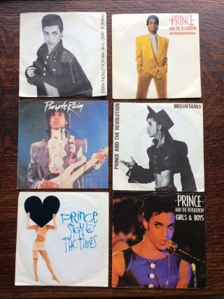Bundle Of 6 X 1980s Prince 7” Vinyl Singles - Purple Rain,  Kiss,  Sign Of Times