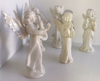 Vintage Set Of 5 Dresden Fine Porcelain Musical Angels - Germany