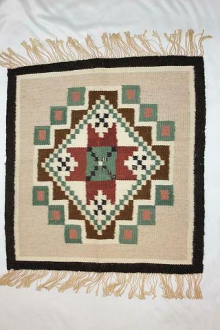 Southwestern Native American Design Handwoven Wool Table Centerpiece Tapestry