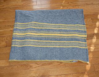 Faribault Woolen Mills 100 Wool Gray Yellostripe Throw Blanket 50 " X 66.  5 " Usa