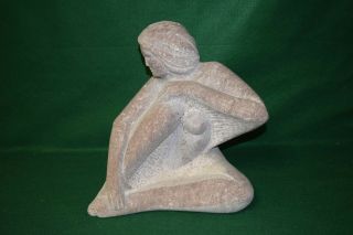 Large Vintage Mid Century Stone Carving Sculpture Nude Female 16 " Tall 43 Pounds