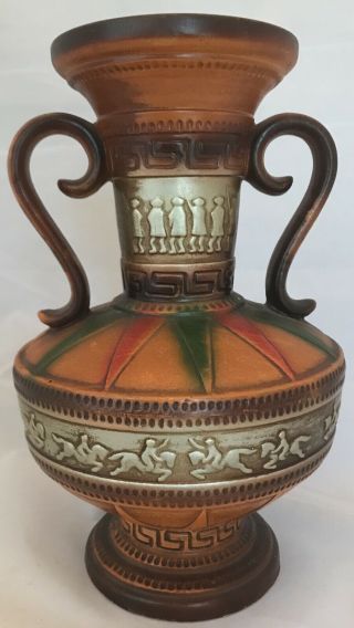 Norleans Grecian Urn Vase Made In Japan Redware 10” Vintage