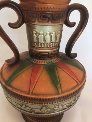 Norleans Grecian Urn Vase Made In Japan Redware 10” Vintage 2