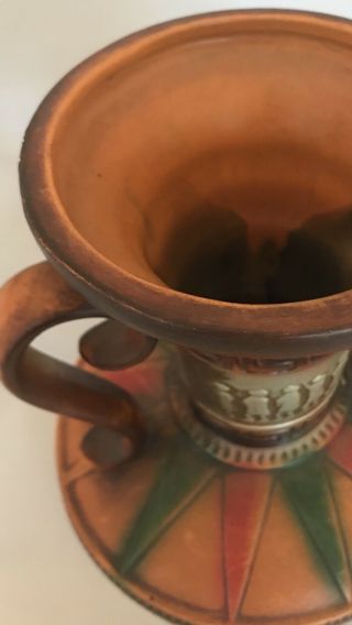 Norleans Grecian Urn Vase Made In Japan Redware 10” Vintage 3