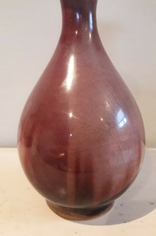 Antique Porcelain Sang De Boeuf Oxblood Red Flambe Vase 16 cm. 2