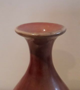 Antique Porcelain Sang De Boeuf Oxblood Red Flambe Vase 16 cm. 3