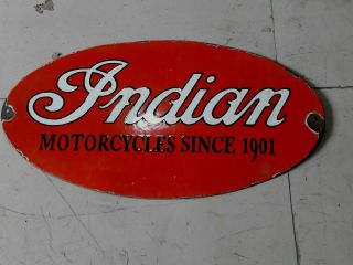 Porcelain Sign Indian Motorcycles Enamel Sign Size 13 " X 25 " Inch