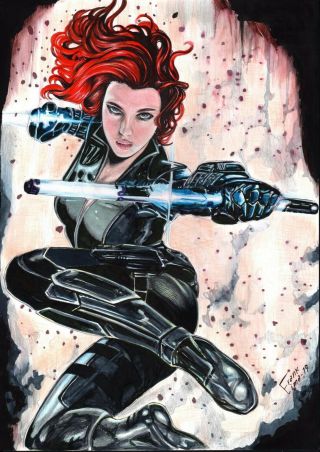 Black Widow (11 " X17 ") By Frank Lima - Ed Benes Studio