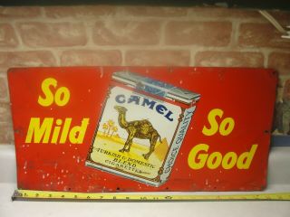 Vintage Camel Cigarette Tin Sign,  So Good So Mild