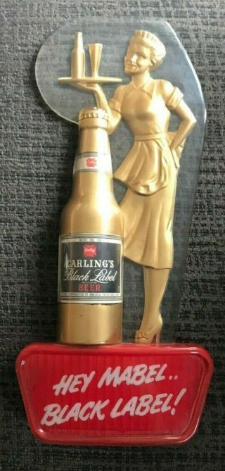 Vintage Hey Mabel Carling Black Label Beer Sign Cleveland Oh W/ Bottle
