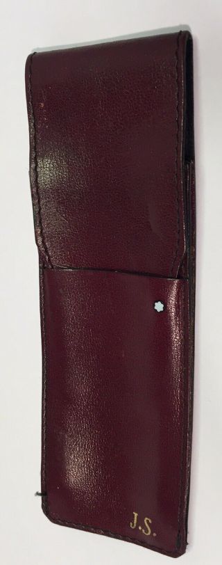 Mont Blanc Leather Pen Case Holder Burgundy Initials J.  S