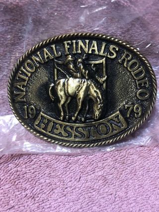 Vintage 1979 Hesston National Finals Rodeo Belt Buckle - Nos