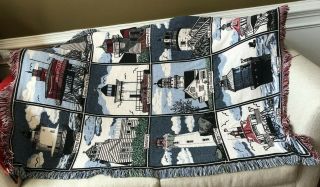 Goodwin Weavers Different Light Houses Woven Throw Blankets 64x43 Fringes Comfy