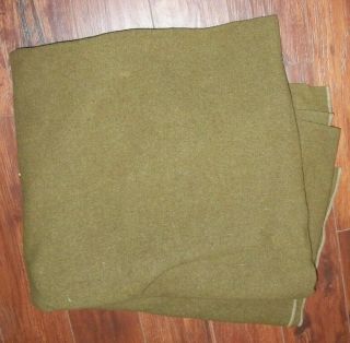 Alexander Smith & Sons 1942 Vintage Army Green 100 Virgin Wool Blanket 62x77