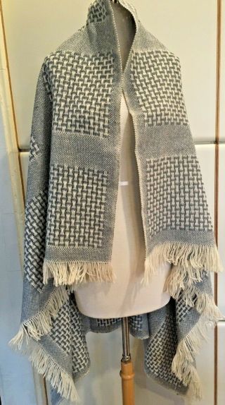 Vintage Faribo 100 Wool Basket Weave & Tweed Woven Blanket Throw