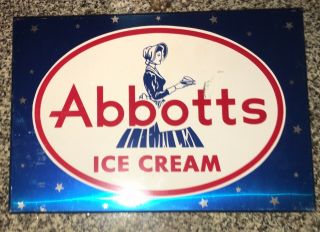 Vintage Abbotts Ice Cream Sign Hanging Mid Century Mcm