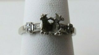 Antique Art Deco PLATINUM Engagement Ring Setting for 6 mm Diamond Sz 5.  5 2