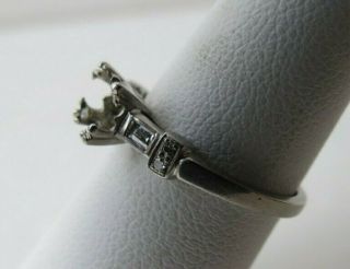 Antique Art Deco PLATINUM Engagement Ring Setting for 6 mm Diamond Sz 5.  5 3