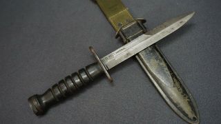 , Vtg Possible Wwii Us M3 Imperial Bayonet / Knife W/usm8 Bmco Scabbard,