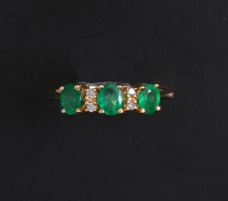 Effy Bh Natural Emerald And Diamond 14k Yellow Gold Ring