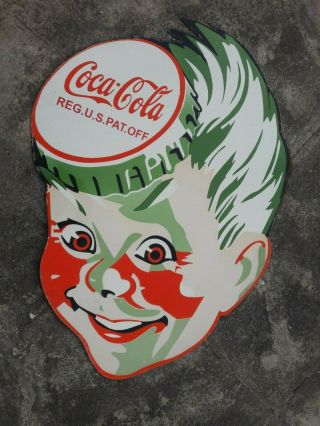 Porcelain Coca Cola Sprite Boy Enamel Sign Size 36 " X 26 " Inches