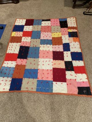 Vintage Hand Made Patch Work Quilt 69” X 81”