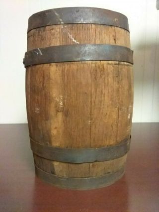 Antique Small Oak Wood Beer / Whiskey Barrel 11 " H X 8 " W