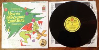 Dr Seuss " How The Grinch Stole Christmas " Narrated By Boris Karloff Vinyl Lp Ost