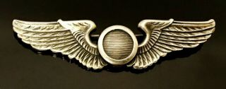 Ww2 Us Army Air Forces Sterling Silver Observer Wings,  3 " Full Size Deluxe