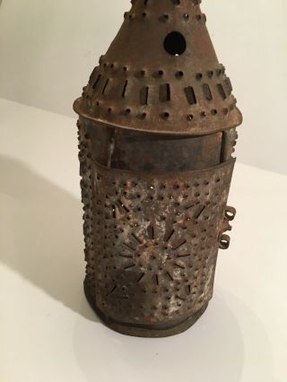 Rare Small 18th Century Punched Tin Lantern Early York Primitive Lighting