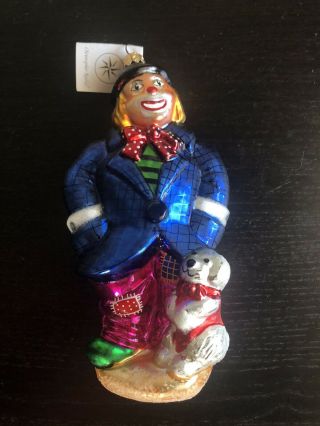 8” Christopher Radko Retired Clown Holiday Teddy Bear Christmas Xmas Ornament Nr