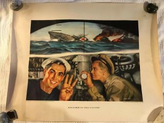 1943 Wwii Propaganda Poster Electric Boat Company World War 2,  19 " X 24 "