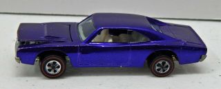1968 Hot Wheels Custom Dodge Charger Redline Usa In Purple
