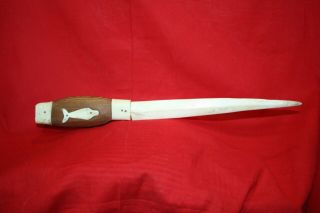 Whaling Era Folk Art Knife Inuit Eskimo With Beluga Inlay