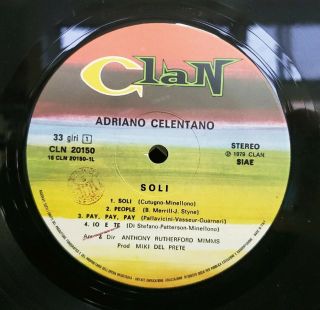 Adriano Celentano - Soli Clan LP VG,  CHANSON SHRINK STEREO ITALIAN IMPORT 2