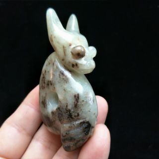 45mm/78g Chinese Hongshan Culture Jade Carved Ancient Animal Statue Pendant4585