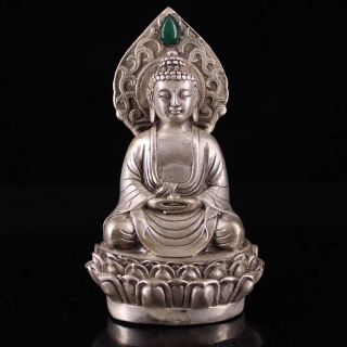 Old Chinese Old Pure Copper Handwork Carved Tibetan Sakyamuni Buddha Statues