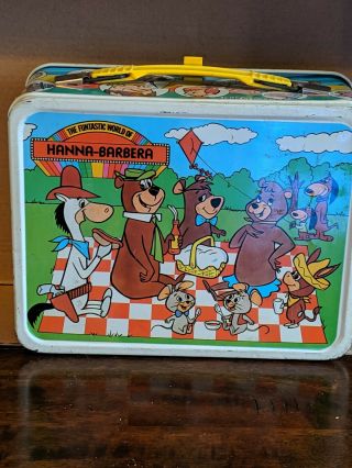 Vtg.  1977 Thermos THE FUNTASTIC WORLD OF HANNA - BARBERA METAL LUNCHBOX W/THERMOS 2