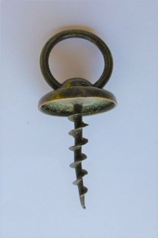Antique French Bronze Corkscrew 18 Th Cen - Hand Forged Worm - Length 7.  5 Cm.
