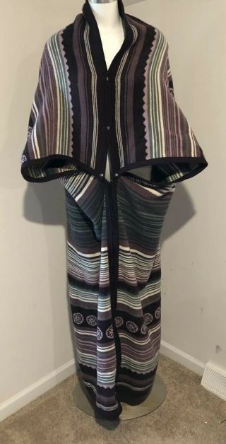 Vintage Biederlack Cuddle Wrap Blanket Throw Southwest Snap Zip 54x68 Purple