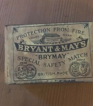 Vintage Bryant & Mays Matchbox With Metal Leeds Enamel coat of arms cover 2