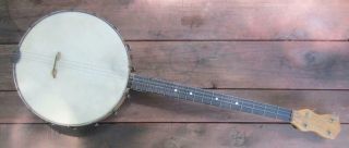Antique Vintage Pre Wwi 4 String Banjo With Metal Resonator