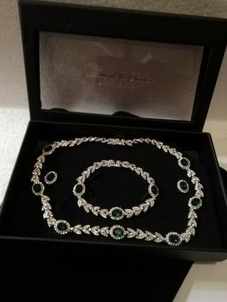 Attwood & Sawyer Of England 3 Piece Glamorous Faux Emerald Necklace Set