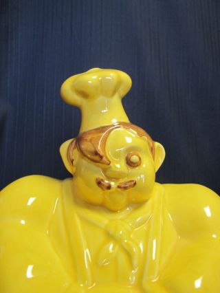 Vintage Red Wing Pottery Chef Pierre Cookie Jar Bright Yellow 1940s Usa