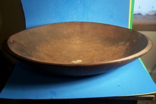 Early Primitive Rustic Large Wooden Dough Bowl Trencher,  L - D 272