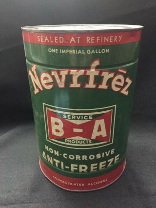 Rare Vintage British American Anti - Freeze Can Ba Bowtie Nevrfrez Tin