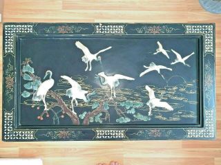 Vintage Oriental Chinese Lacquer Mother Of Pearl Bakelite Inlay Coffee Table