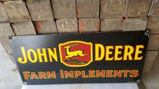 Vintage John Deere Porcelain Gas Oil Service Station Ad Metal Farm Tractor Sign