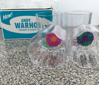 Andy Warhol Tacoma Tumblers Daisy Flower Design Plastic Glasses Set 4 Cups 15oz 3